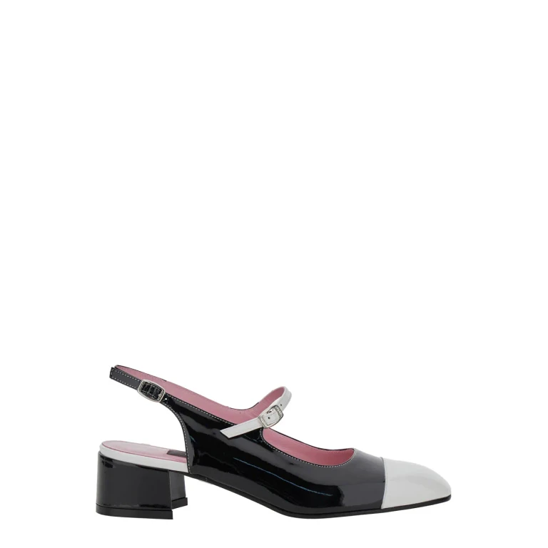 Carel ischia Black Slingback Pumps With Adjustable Strap In Patent Leather Woman