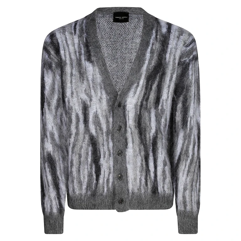 Roberto Collina Knit Ls Jacquard Cardigan