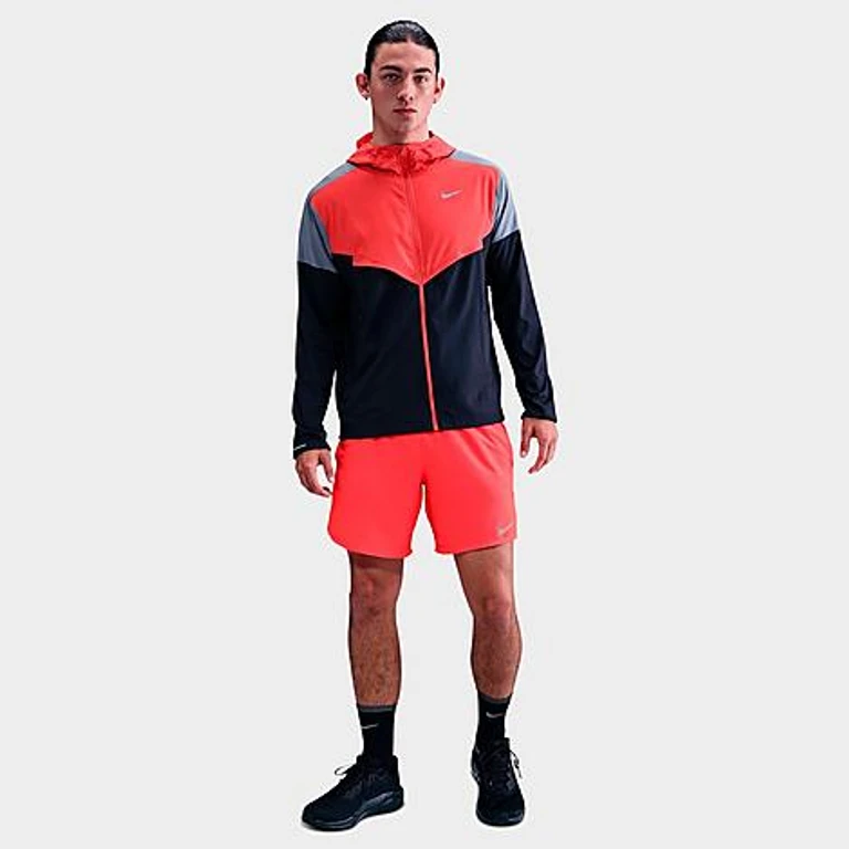 Nike Men's Dri-FIT Stride 2-in-1 7" Running Shorts in Hydrangeas/Hydrangeas/Black Size: XS