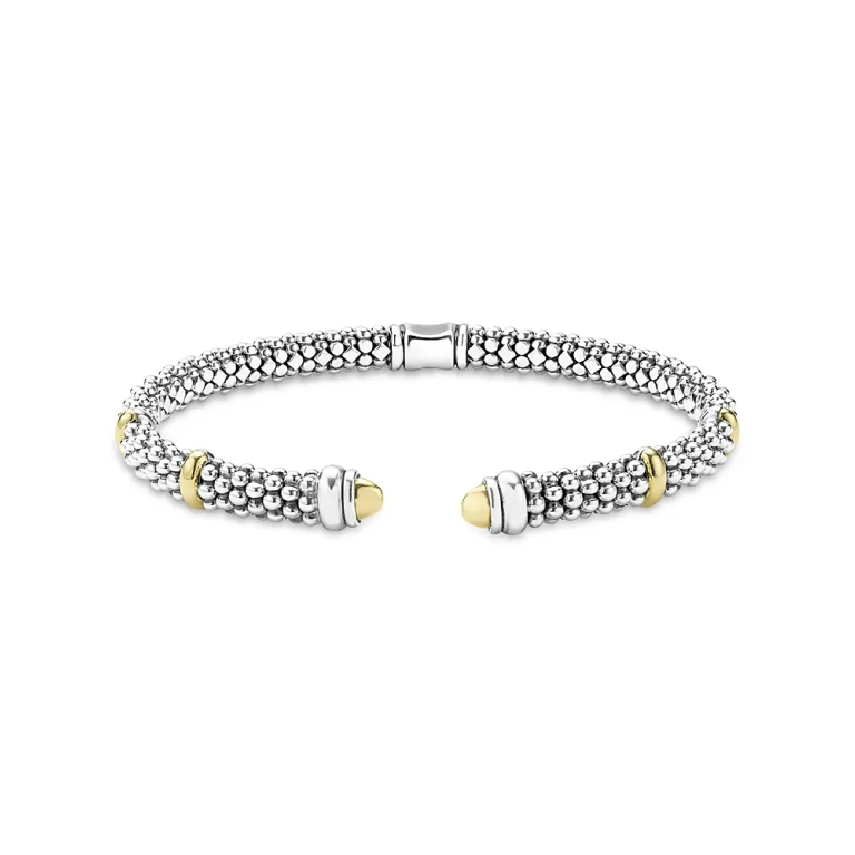 Lagos 18K Yellow Gold & Sterling Silver Signature Caviar Versa Cuff Bracelet