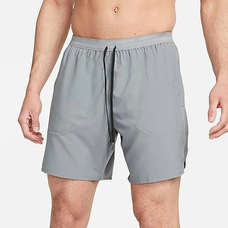 Nike Men's Dri-FIT Stride Brief-Lined 7-Inch Running Shorts in Smoke Grey/Black Size: Small