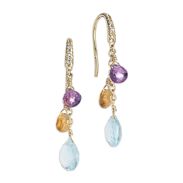 Marco Bicego 18K Yellow Gold Paradise Mixed Gemstone Drop Earrings