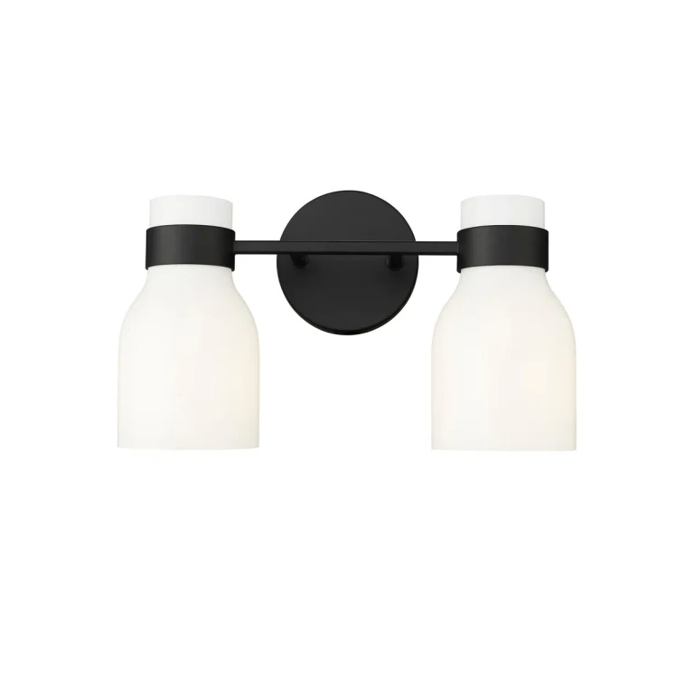Matte Black Bathroom Vanity Light from the Corella Collection