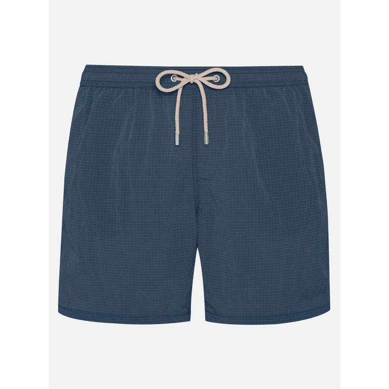 Mc2 Saint Barth Mid-Length Swim Shorts Katch Navy Blue Ripstop Fabric Swimshort - Men