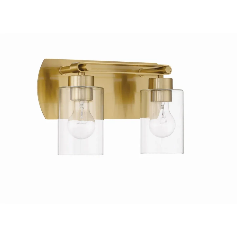 Satin Brass Two Light Vanity from the Hendrix Collection