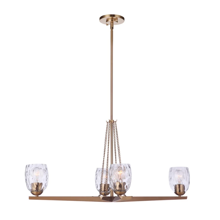 Guiding Star 4-Light Linear Pendant in Satin Brass