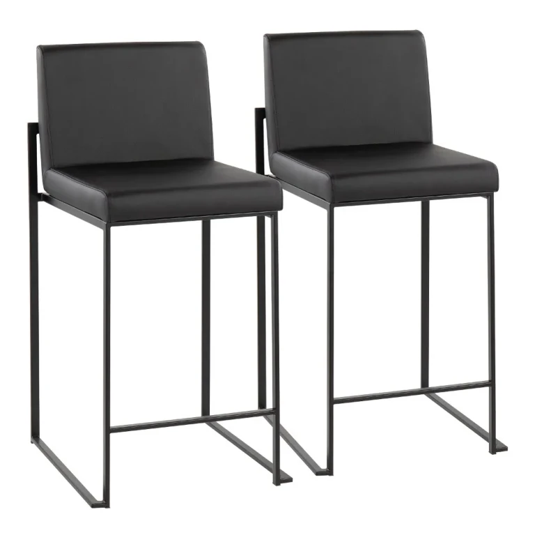 Fuji Black Counter Height Stool, Set of 2