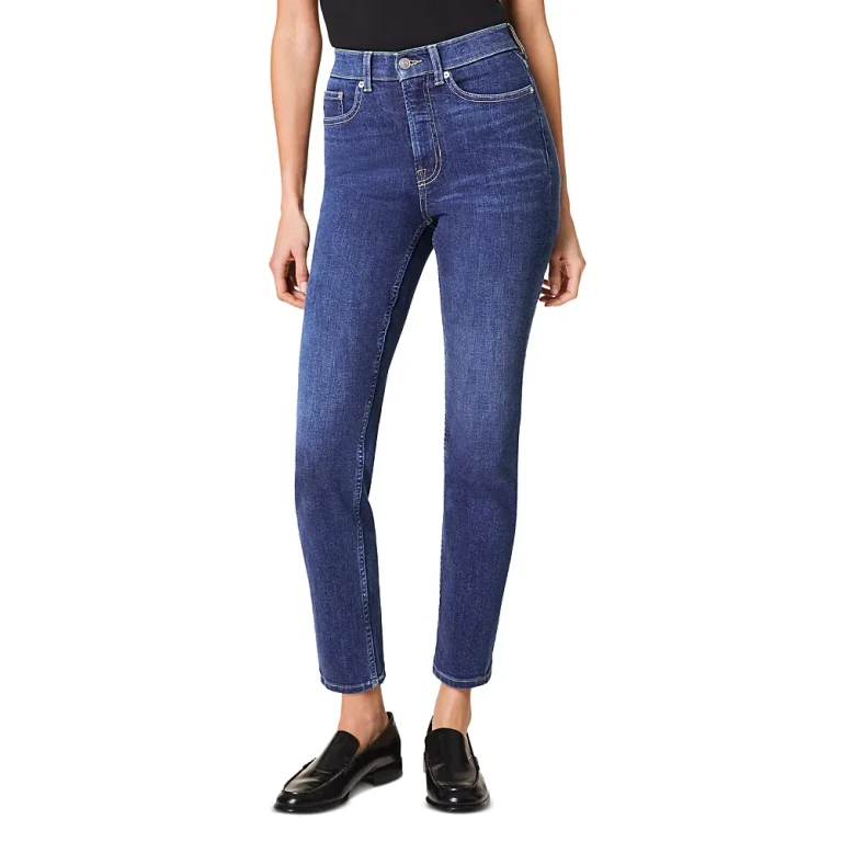 Spanx Redefine High Rise Slim Straight Jeans in Medium Indigo