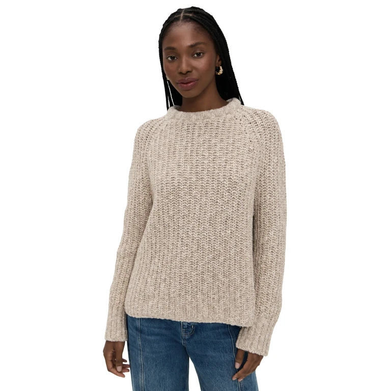 La Ligne Ribbed Aran Sweater Tan / Cream L