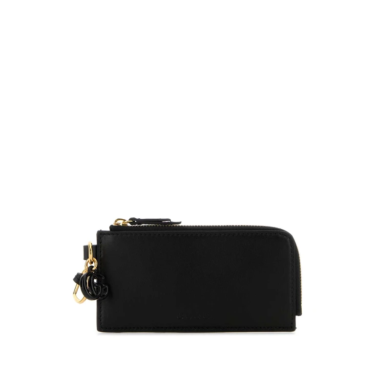 Gucci Black Leather Card Holder Nero Calf Skinvarnish Portafogli - Women