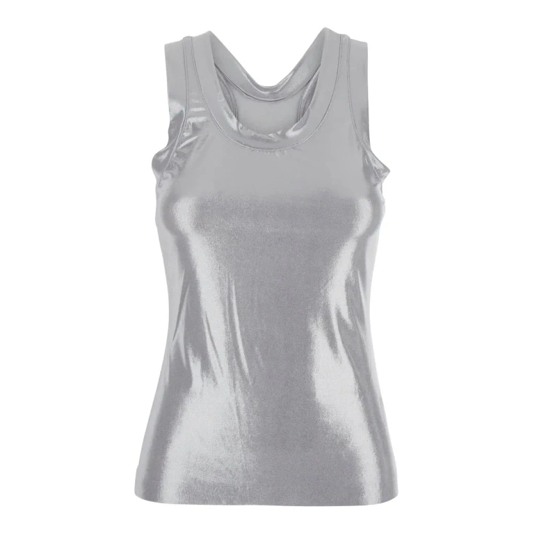 Norma Kamali Metallic racer Cotton T-shirt For Women