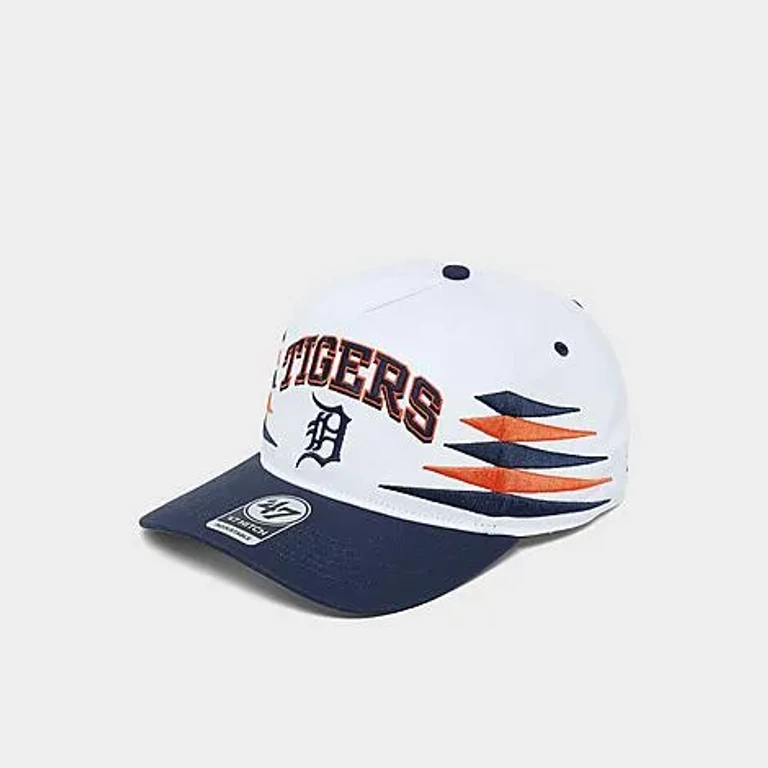 47 Brand '47 Detroit Tigers MLB Diamond Cut HITCH Snapback Hat in White/Navy