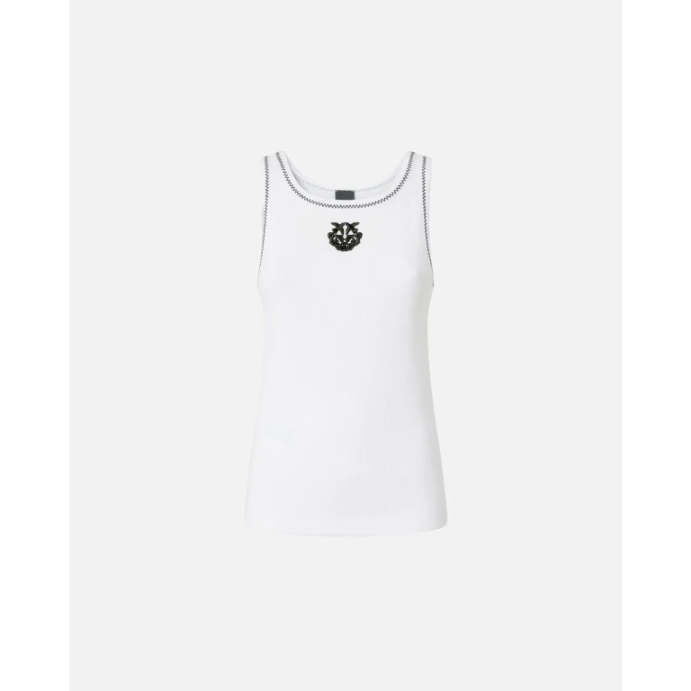 Pinko Rippstrick-Tanktop mit Love Birds-Stickerei