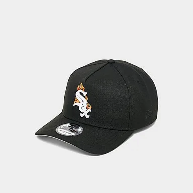 New Era Chicago White Sox MLB Flame Logo 9FORTY A-Frame Snapback Hat in Black