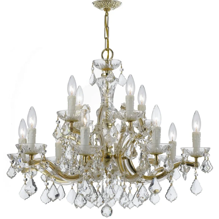 Maria Theresa 12-Light 23" Traditional Chandelier in Gold with Clear Hand Cut Crystals