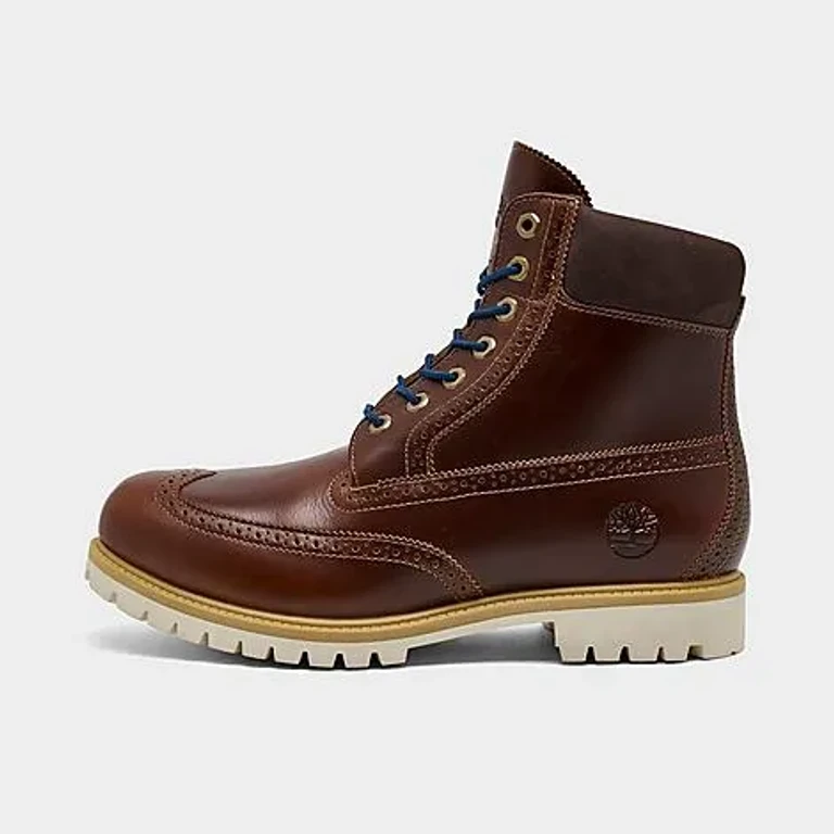 Timberland Men's Heritage 6-Inch Brogue Waterproof Boots in Medium Brown Full-Grain Size: 7.5