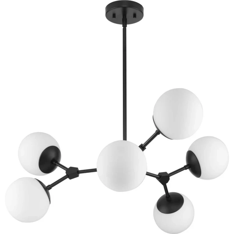 Matte Black Six Light Chandelier from the Haas Collection