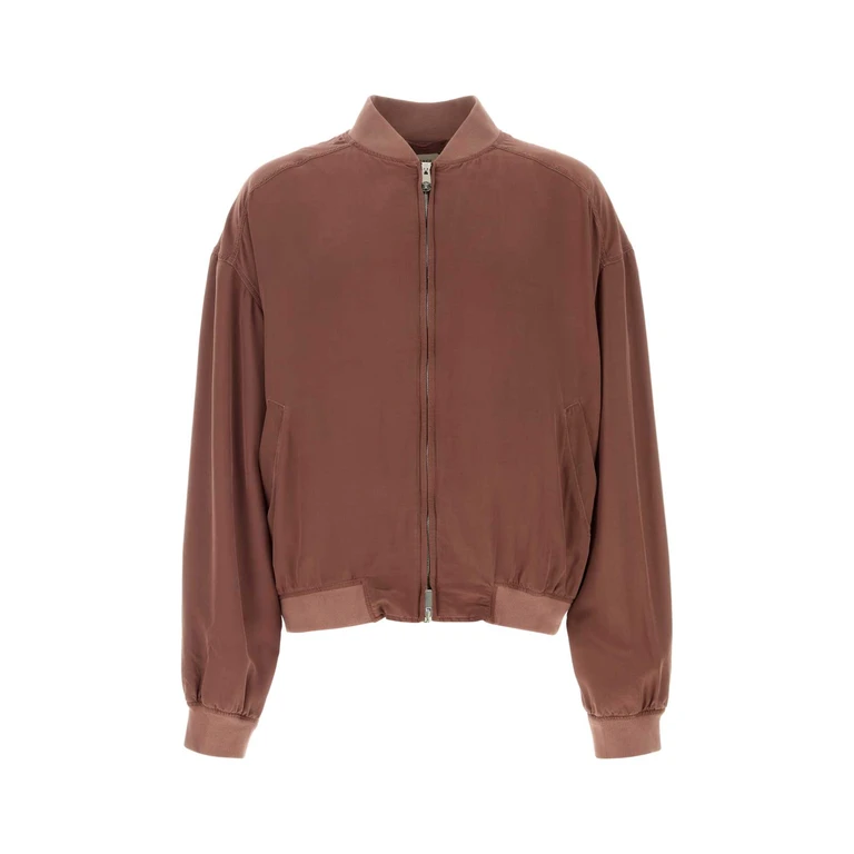 Versace Antiqued Pink Silk Bomber Jacket Lightaubergine Giubbini - Men