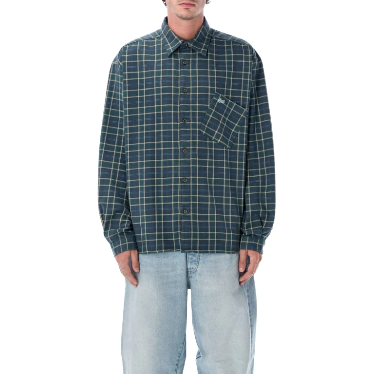 Erl Green Cotton Check Shirt