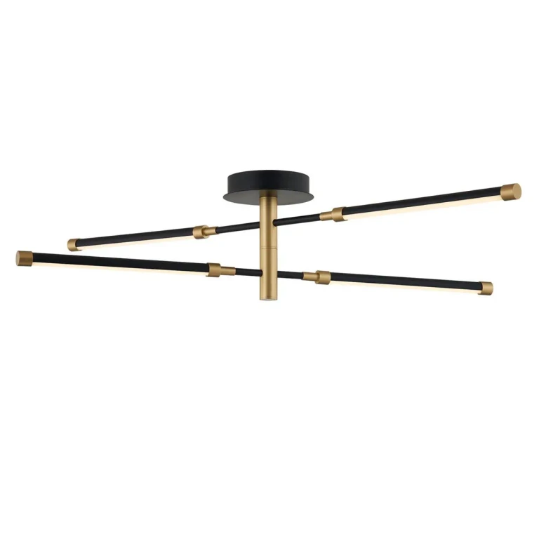 Matte Black Brass LED Semi-Flush Mount from the Fianco Collection