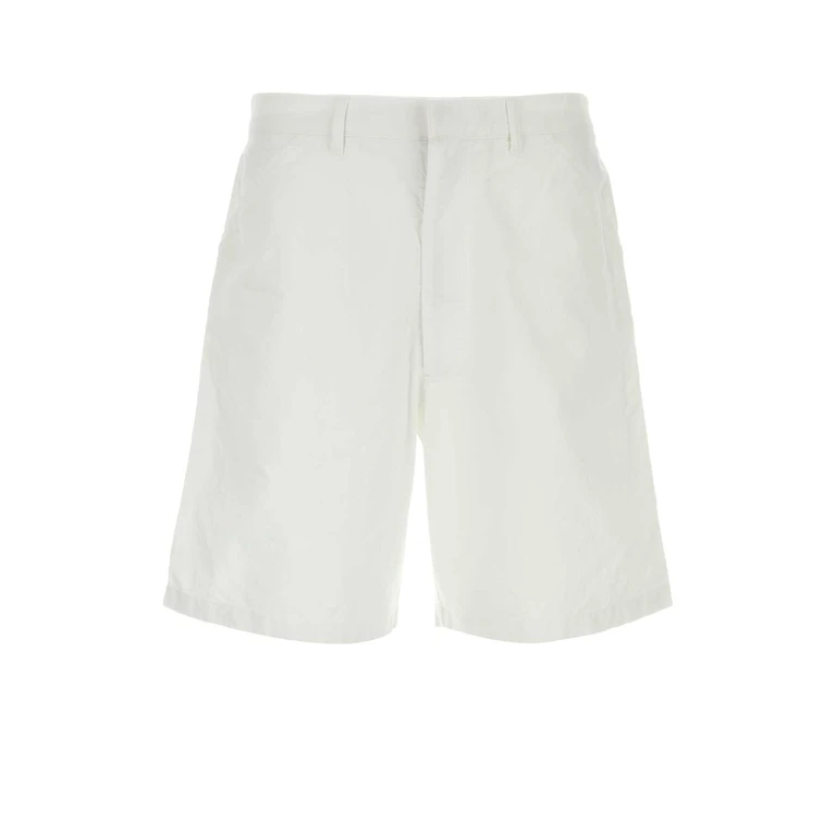 Prada White Oxford Bermuda Shorts Bianco Exterior: Cotton - Men
