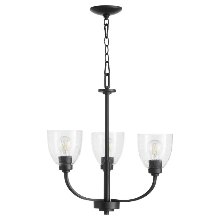 Textured Black Three Light Chandelier from the Reyes Collection