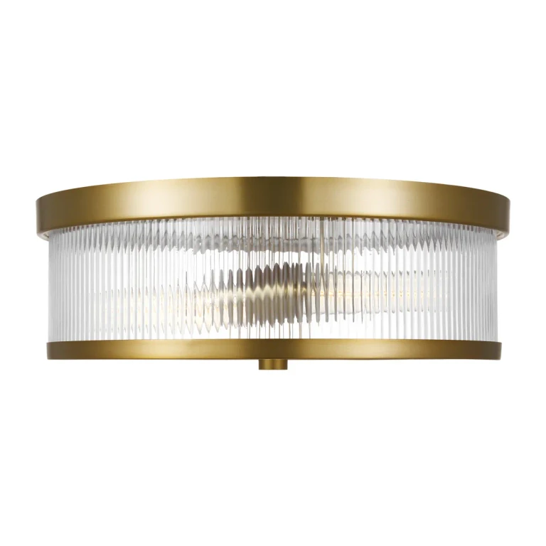Geneva 2-Light Ceiling Light in Burnished Brass by Chapman & Myers