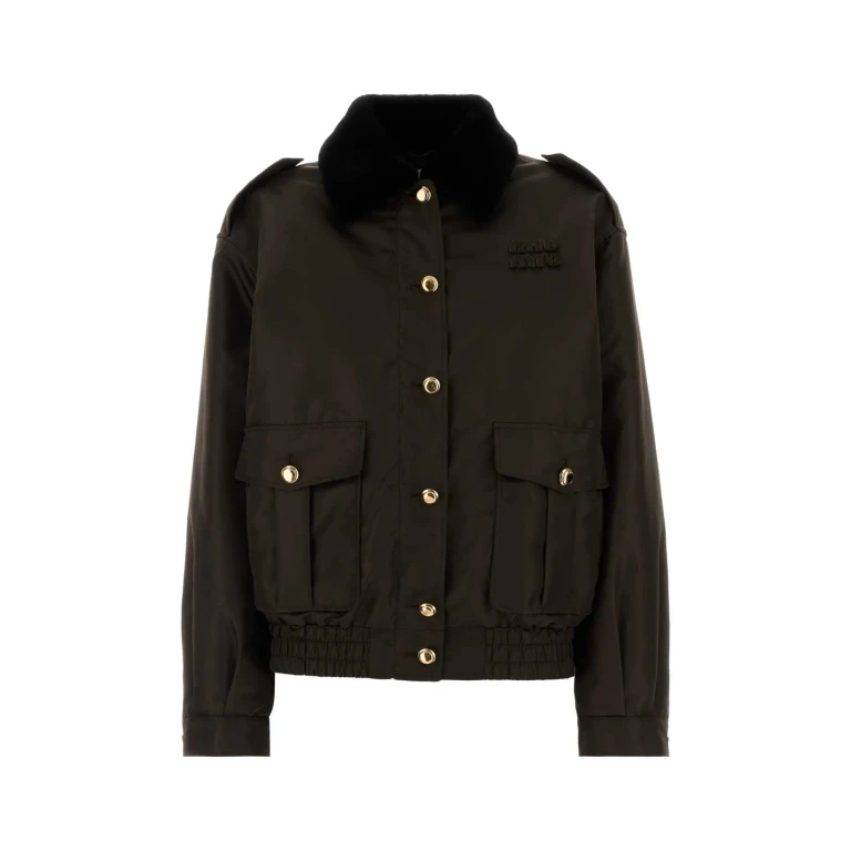 Miu Miu Dark Brown Nylon Padded Jacket