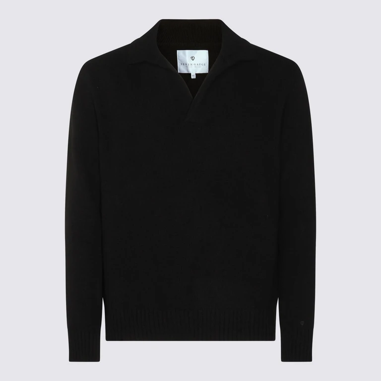 Seven Gauge Black Wool Knitwear