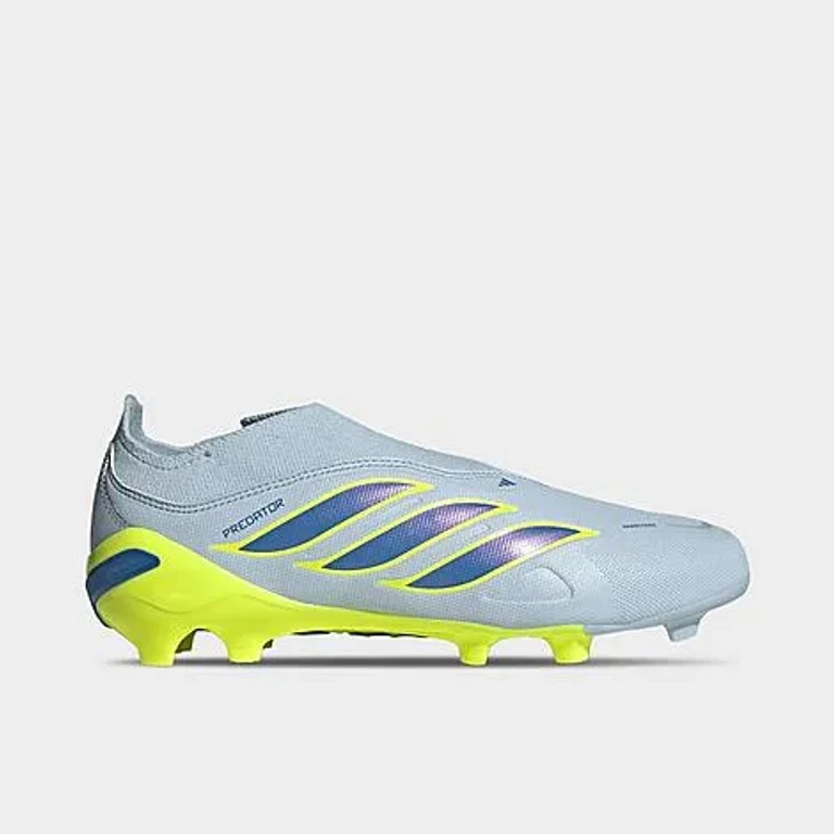 Little Kids and Big Kids Predator League Laceless Firm Ground Soccer Cleats in Crystal Sky/Ray Blue/Team Solar Yellow 2 Size: 1.0