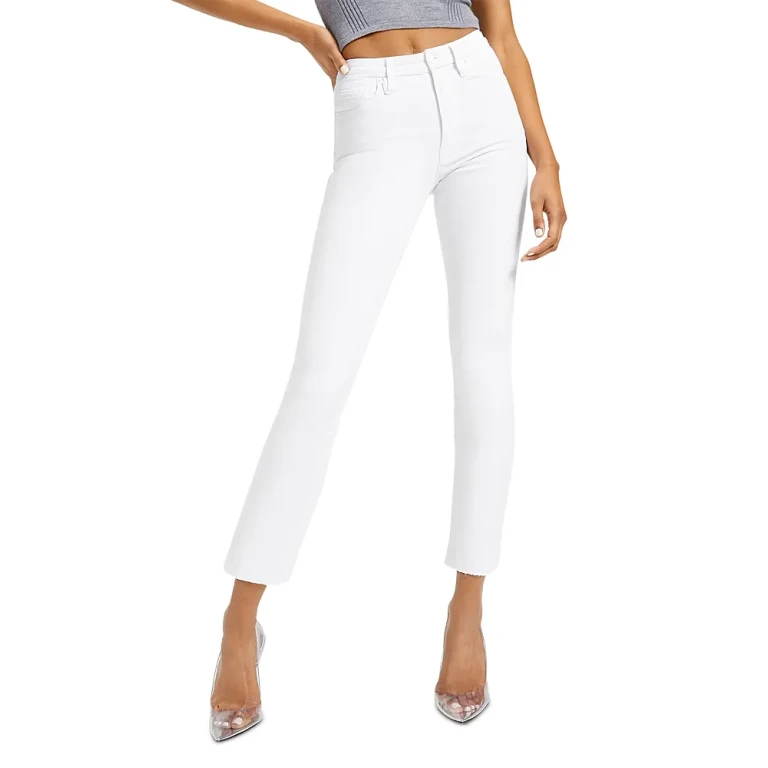 Good American Good High Rise Straight Raw Hem Jeans in W037