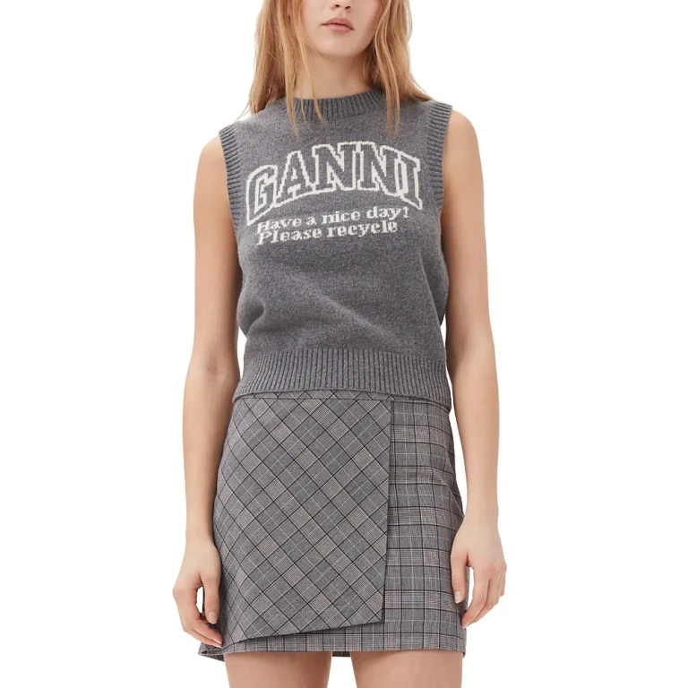 Ganni Grey Graphic Vest