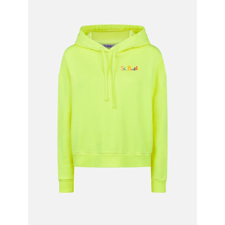 MC2 Saint Barth Fluo Yellow Hoodie With St. Barth Embroidery