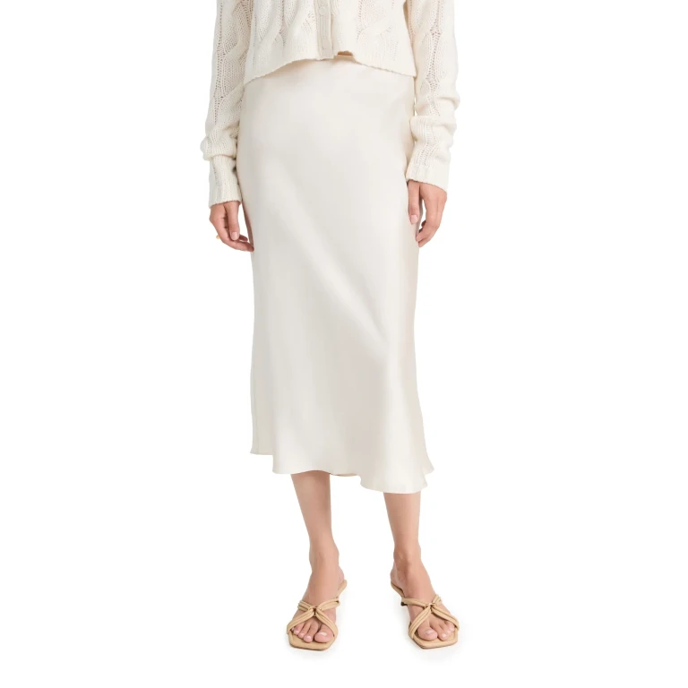 Sablyn Midi Silk Skirt Gardenia XS