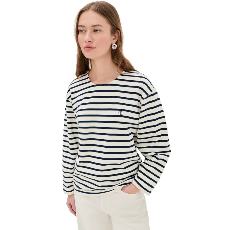 ANINE BING Newton Tee Navy Stripe L