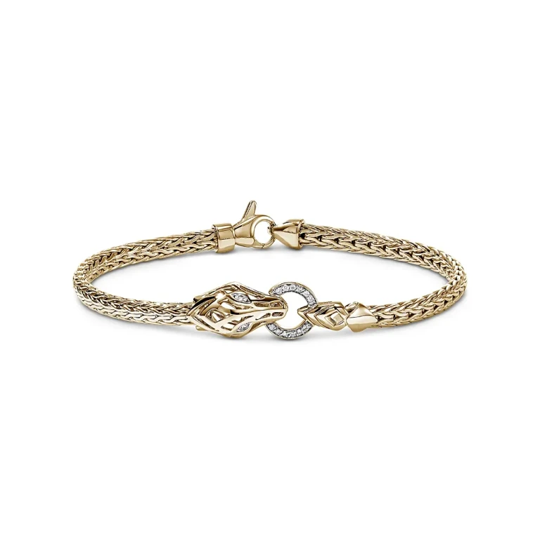 John Hardy 14K Yellow Gold Diamond Naga Bracelet, 0.07 tcw
