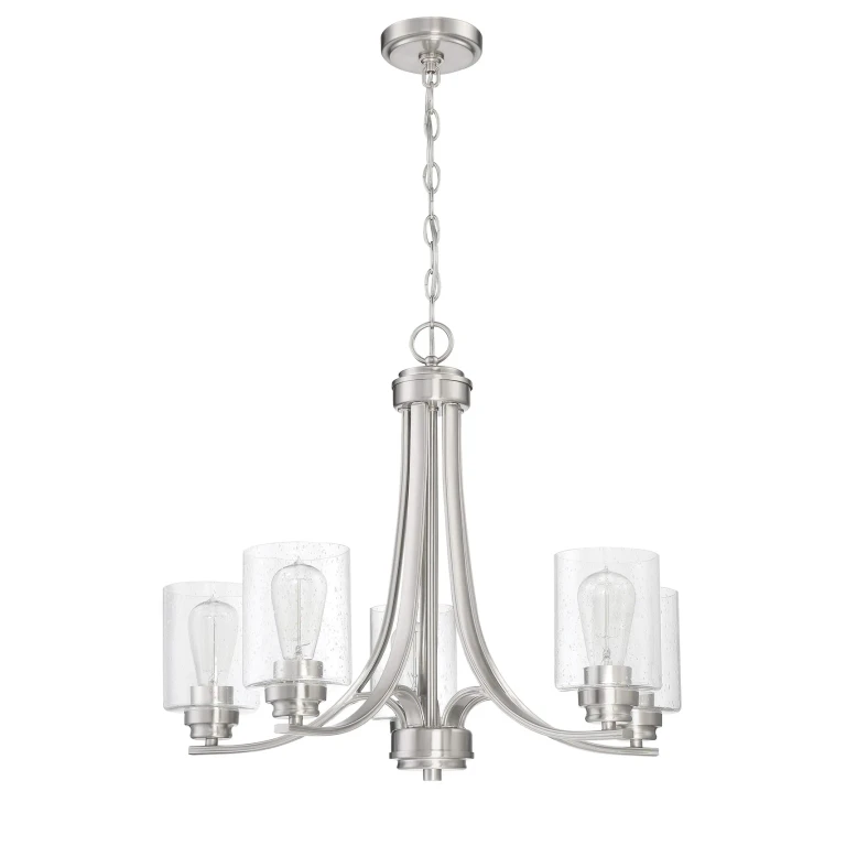 Brushed Polished Nickel Five Light Chandelier from the Bolden Collection