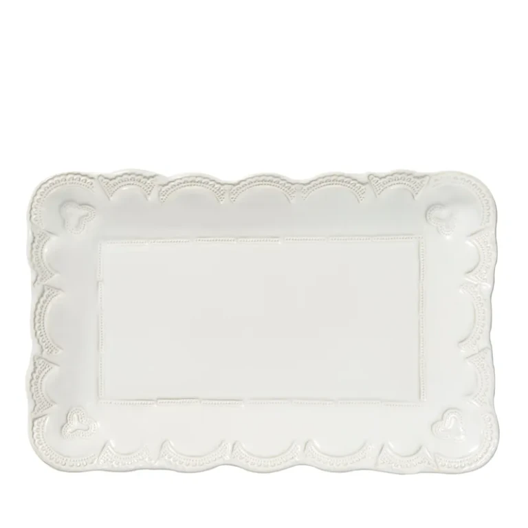 Vietri Incanto Stone White Lace Small Rectangular Platter