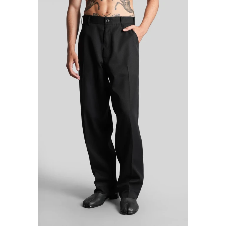 Lanvin 男士黑色棉质长裤