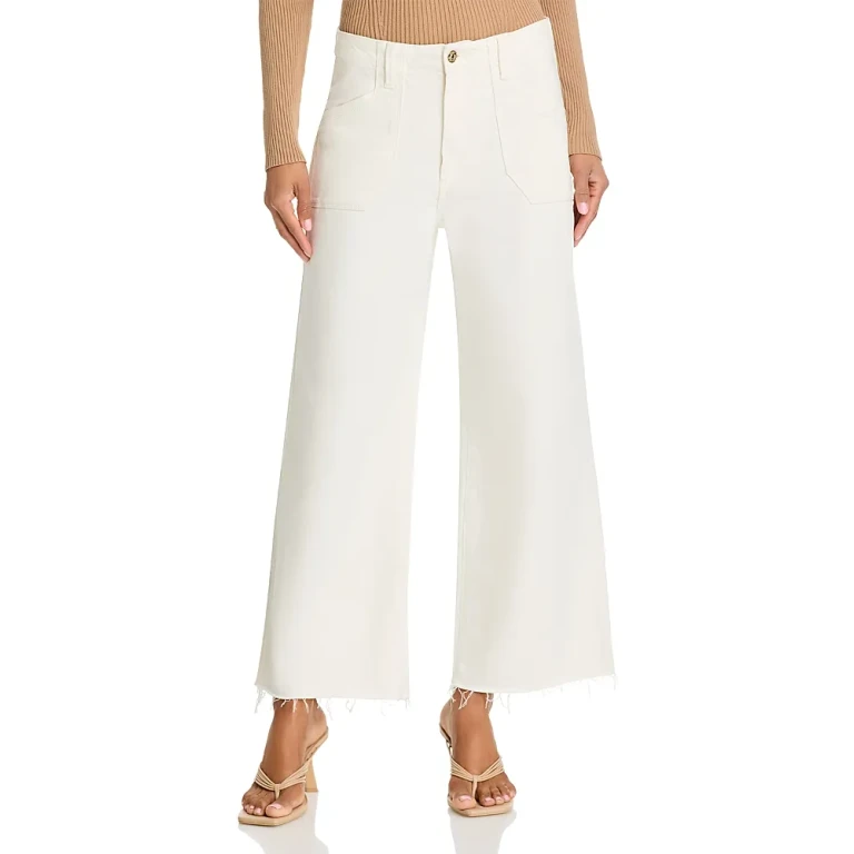 Paige Anessa High Rise Wide Leg Ankle Jeans in Tonal Ecru