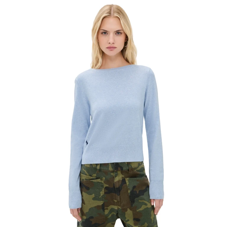 Polo Ralph Lauren Cotton Long Sleeve Boat Neck Pullover Stone Blue Heather XXL