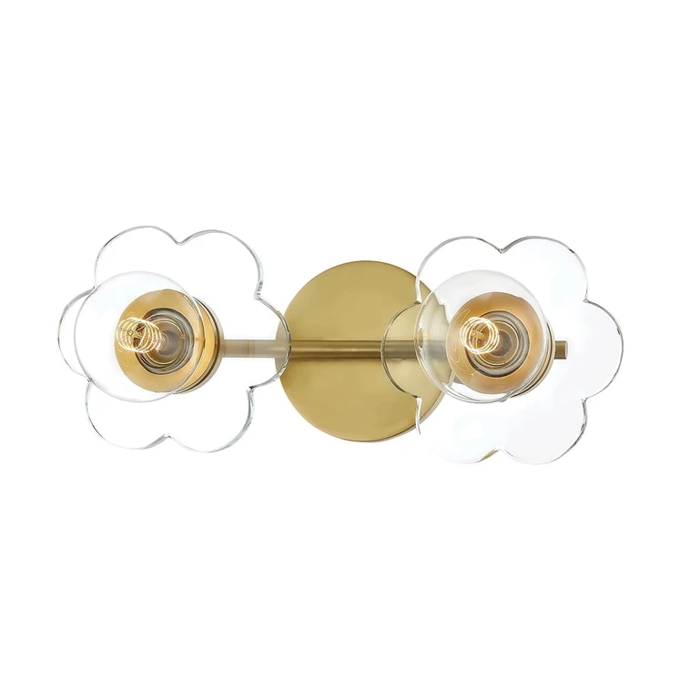 Mitzi Alexa 2-Light 14" Bathroom Vanity Light in Aged Brass