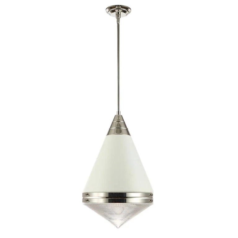 Hargreaves 1-Light Pendant in White with Polished Nickel