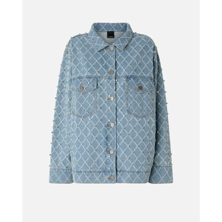 Pinko - Blouson en denim à losanges et strass - S