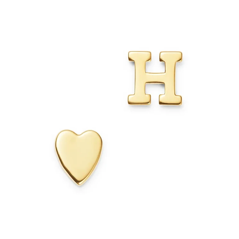 Zoe Lev 14K Yellow Gold Heart & Initial Stud Earrings