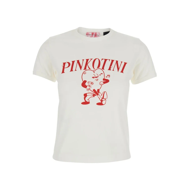 Pinko Round Neck T-shirt With Maxi Logo Print On The Front In White Cotton For Women