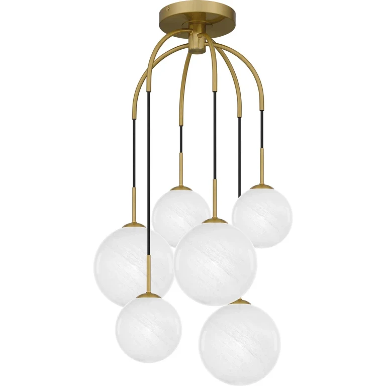 Aged Brass Six Light Pendant from the Quoizel Semi-Flush Mount Collection