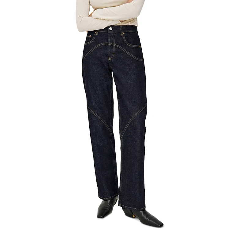 Rails Del Mar High Rise Saddle Seam Straight Jeans in Midnight Blue