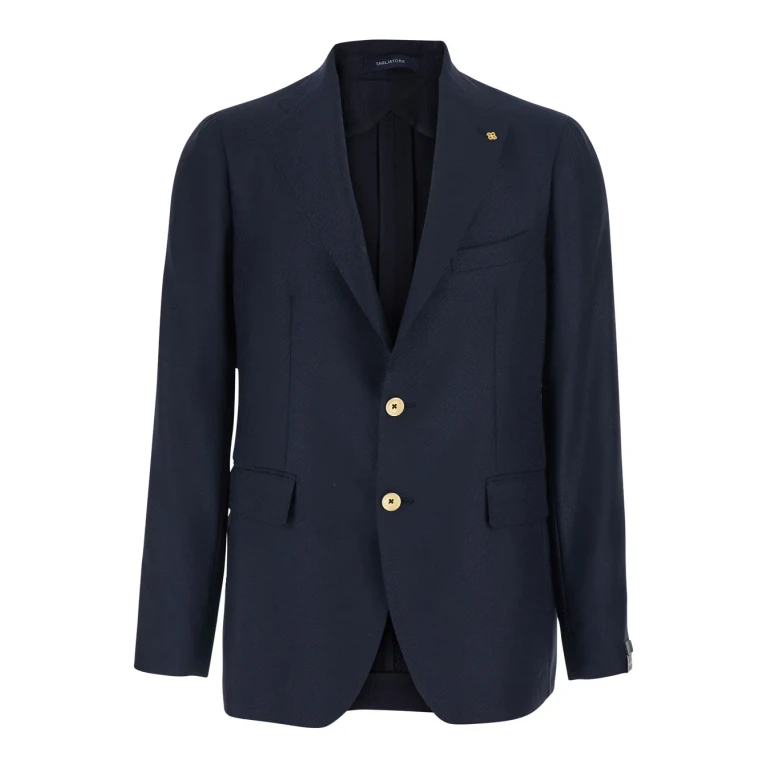Tagliatore Single-breasted Blue Jacket With Classic Design In Wool For Men