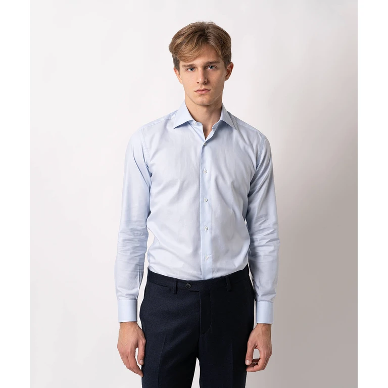 Larusmiani Tailored Cotton Shirt Astoria Blue Classic - Men